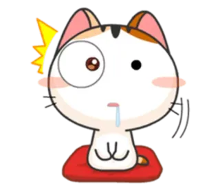 😳 chat, dessin animé, endormi, kawaii, mignon, animal whatsapp sticker