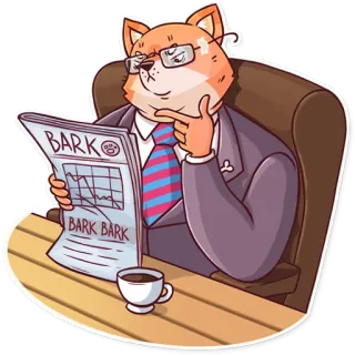 📰 BARK chien, journal, affaires, lecture, animal, costume whatsapp sticker