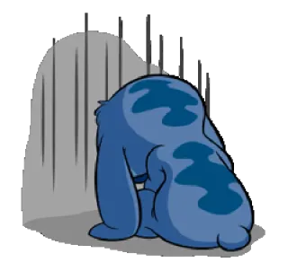 😔 Stitch Stitch, triste, bleu, dessin animé, alien whatsapp sticker