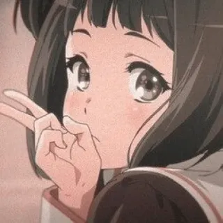 ✌️ Anime, Mädchen, Friedenszeichen, Cartoon, Aufkleber, Ästhetik telegram sticker