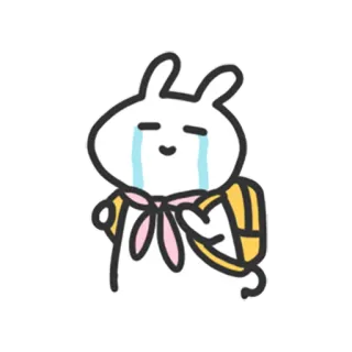 😭 bunny, crying, sad, cartoon, backpack telegram sticker