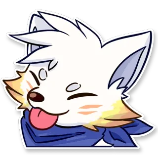 😝 anime, sticker, dog, animal, tongue telegram sticker