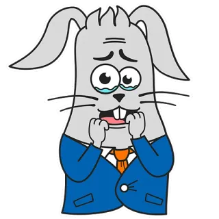 🥺 Cartoon, Hase, Traurig, Ängstlich, Anzug, Figur, Tier telegram sticker
