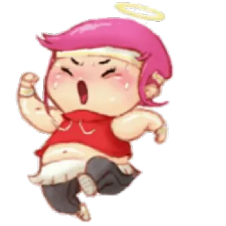 🏃 Dessin animé, Mignon, Ange, Transpirant, Course telegram sticker
