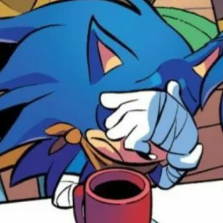 😓 Sonic уставший, кофе, sonic, мультфильм telegram sticker