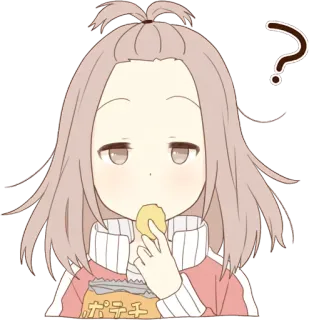 ❓ ポテチ Snack, Anime, Essen, süß, Fragezeichen, Kartoffelchips whatsapp sticker
