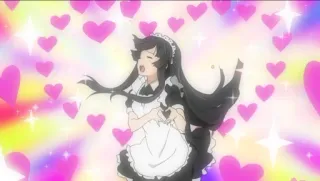 🌟 anime, maid, hearts, cute, cartoon, sparkle, kawaii telegram sticker