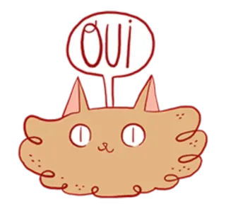 👍 OUI кот, oui, французский, животное, милый, наклейка telegram sticker
