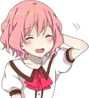 😅 Anime, Cartoon, Mädchen, pinke Haare, süß, fröhlich whatsapp sticker