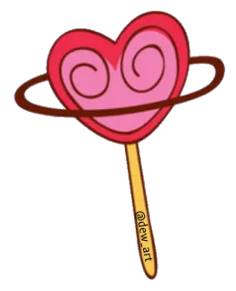 🍭 @dew_art 하트, 사탕, 막대사탕, 분홍색, 디저트 telegram sticker