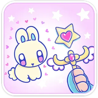 🐇 lindo, conejo, estrella, varita mágica, corazones, kawaii, dibujos animados telegram sticker