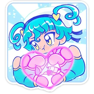 🫶 kawaii, lindo, anime, corazón, amor, chica, dibujos animados, pegatina telegram sticker