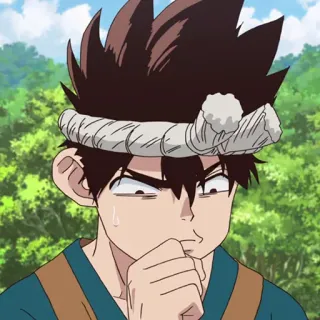 🌏 Senku Ishigami Dr. Stone anime, dr. stone, senku, ishigami, thinking, confused telegram sticker