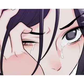 😢 울음, 애니메이션, 슬픈, 여자, 눈물, 감정적 telegram sticker