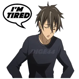 😓 I'M TIRED 眠い, アニメ, 疲れた, 漫画 telegram sticker