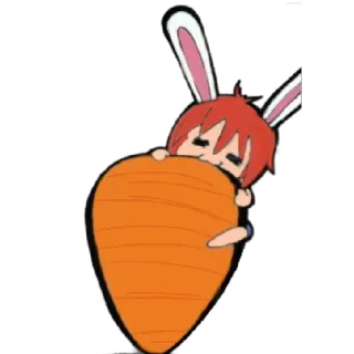 ☺️ conejo, zanahoria, lindo, estilo anime, kawaii telegram sticker