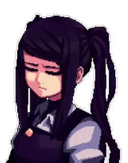 😖 Anime, Ragazza, Pixel art, Triste, Coda di cavallo telegram sticker