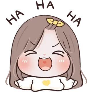 🌙 ha ha ha Emoji, Meisje, Cartoon, Blij, Grappig whatsapp sticker