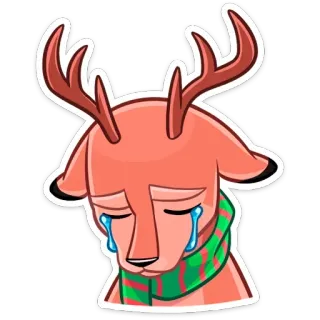 😢 鹿, 泣く, 悲しい, マフラー, 漫画, 動物 telegram sticker