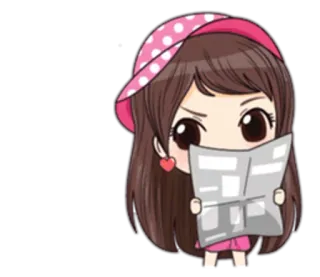 📰 adesivo, chibi, garota, jornal, brava telegram sticker