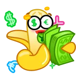 🤑 香蕉, 钱, 美元, 欧元, 日元, 金融, 卡通 telegram sticker