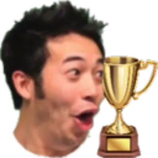 😮 pogchamp, twitch, emote, gaming, reação, troféu, prêmio whatsapp sticker