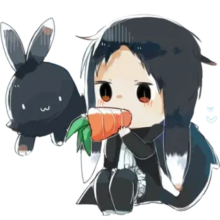 🥕 Anime, Hase, Karotte, Chibi, Süß, Kawaii telegram sticker