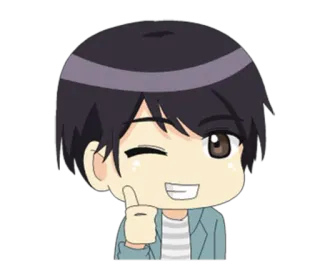 😉 Cartone animato, Personaggio, Carino, Anime, Occhiolino, Pollice in su telegram sticker