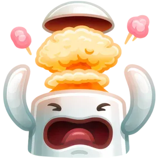 🤯 esplosione, nucleare, rabbia, cartone animato, fungo atomico whatsapp sticker