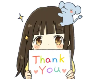 😃 Thank You ขอบคุณ, ความกตัญญู, น่ารัก, ผู้หญิง, ช้าง, สติกเกอร์, สีสัน telegram sticker