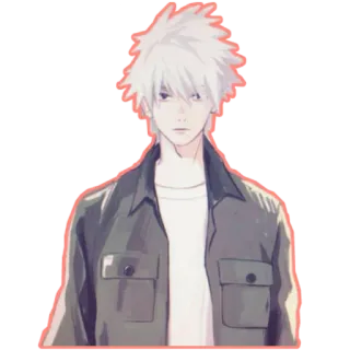 😶 애니메이션, 만화, 캐릭터, 흰머리, 남성, 초상화 telegram sticker