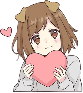 🥰 Anime, Gadis, Hati, Telinga anjing, Imut, Kawaii telegram sticker