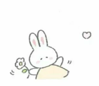 🤍 conejo, lindo, flor, corazón, dibujos animados telegram sticker
