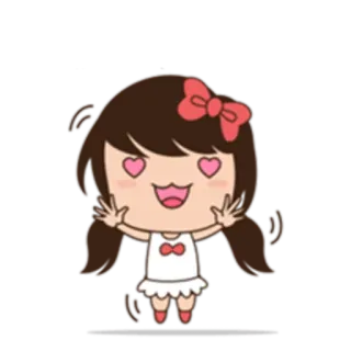 😍 น่ารัก, การ์ตูน, เด็กผู้หญิง, ตาเป็นรูปหัวใจ, แอนิเมชั่น telegram sticker