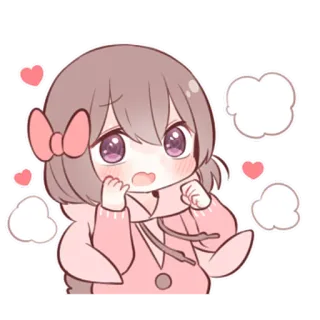 😟 anime girl, cute, kawaii, chibi, pink, hearts, girl telegram sticker