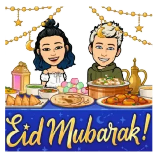 🤌 Eid Mubarak! Ид, Ид Мубарак, Исламский праздник, Фестиваль, Празднование, Еда, Bitmoji telegram sticker