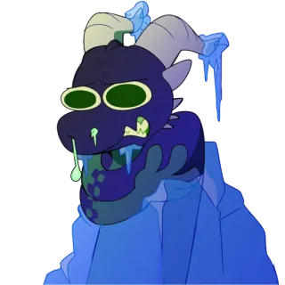 🥶 dragon, monstre, fantaisie, créature, dessin animé, glace, cornes telegram sticker