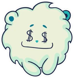 🤑 money, dollar, wealth, cartoon, cute, mascot, rich, finance telegram sticker