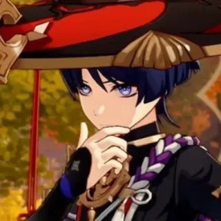 🤔 Scaramouche Genshin Impact アニメ, 原神, スカラマシュ, ゲーム, キャラクター telegram sticker