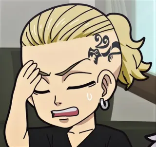 ⚜ Cartoon, Anime, Figur, Kopfschmerzen, Verärgert, Tattoo telegram sticker