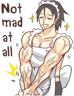 😠 Not mad at all 메이드, 근육, 애니메이션, 만화, 만화영화, 웃긴, 유머 whatsapp sticker