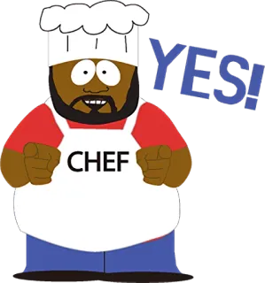 👆 Chef South Park YES! south park, chef, dessin animé, oui whatsapp sticker