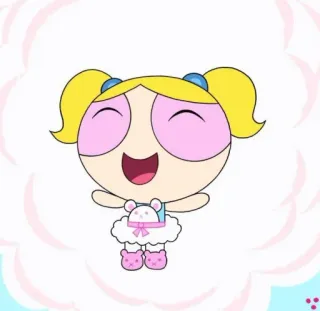🤣 Bubbles Powerpuff Girls Bolhas, As Meninas Superpoderosas, desenho animado, fofo, feliz, rosa, personagem telegram sticker