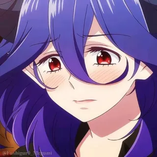 🖤 @Fushiguro_megumi Anime, Mädchen, Dämon, lila Haare, rote Augen telegram sticker