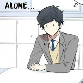 😶 ALONE... solo, solitario, anime, manga, escuela, chico telegram sticker
