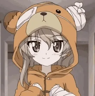 👍 Anime, Gadis, Lucu, Perban, Beruang, Hoodie, Luka telegram sticker