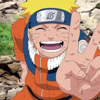 🦊 Naruto Anime, Manga, Kreskówka, Naruto, Postać, Znak pokoju, Uśmiechnięty telegram sticker