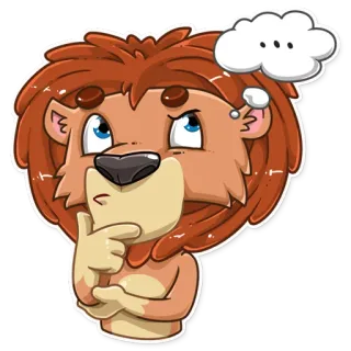 🤔 Löwe, denken, Cartoon, Tier, süß, verwirrt telegram sticker