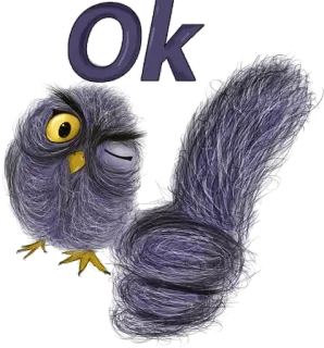 👍 ok โอเค, นกฮูก, นก, สัตว์, การ์ตูน, น่ารัก telegram sticker