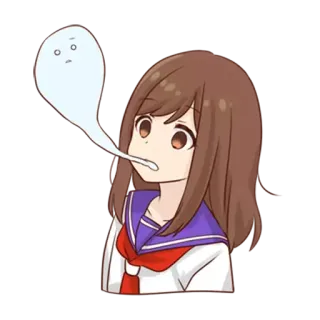 😶 Anime, Ragazza, Cartone animato, Studente, Espressione, Personaggio telegram sticker